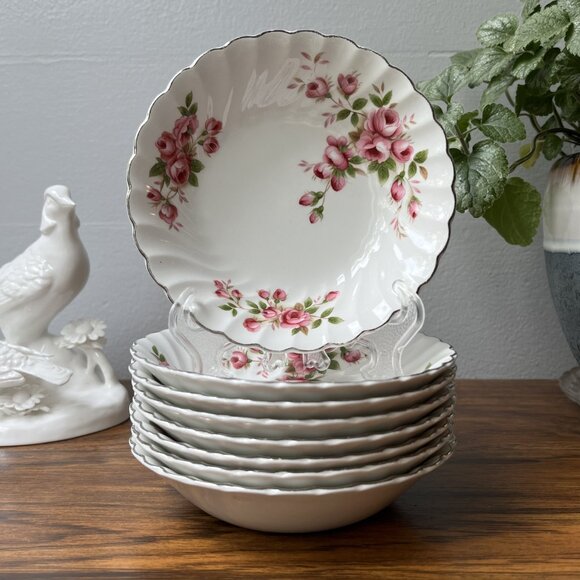 Johnson Brothers Regency Pink Roses 8 Ironstone Fruit / Dessert Bowls 5" England - Picture 12 of 13